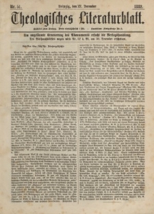 Theologisches Literaturblatt, 22. Dezember 1882, Nr 51.