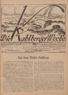 Die Kahlberger Woche Nr. 12, 31. Juli 1926, 1. Jahrgang