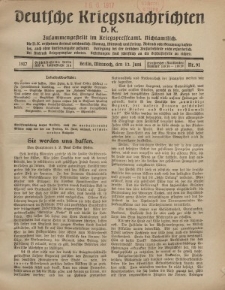 Deutsche Kriegsnachrichten (D.K.), Mittwoch, 13. Juni 1917, Nr 91.