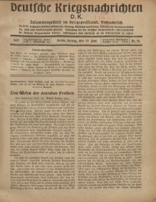 Deutsche Kriegsnachrichten (D.K.), Freitag, 15. Juni 1917, Nr 92.