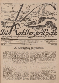 Die Kahlberger Woche Nr. 15, 21. August 1926, 1. Jahrgang