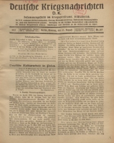 Deutsche Kriegsnachrichten (D.K.), Montag, 13. August 1917, Nr 117.