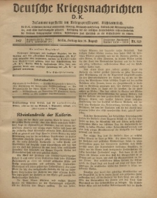 Deutsche Kriegsnachrichten (D.K.), Freitag, 31. August 1917, Nr 125.