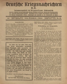 Deutsche Kriegsnachrichten (D.K.), Mittwoch, 3. Oktober 1917, Nr 139.