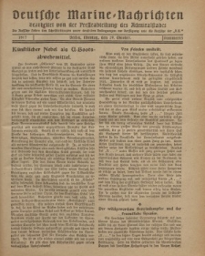 Deutsche Marine=Nachrichten..."D.K.", Montag, 29. Oktober 1917, Nummer 13.