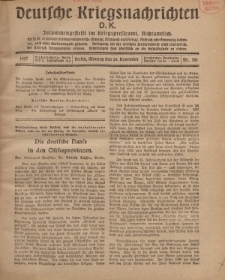 Deutsche Kriegsnachrichten (D.K.), Montag, 26. November 1917, Nr 161.
