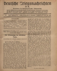Deutsche Kriegsnachrichten (D.K.), Freitag, 14. Dezember 1917, Nr 169.