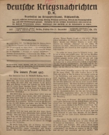 Deutsche Kriegsnachrichten (D.K.), Freitag, 21. Dezember 1917, Nr 172.
