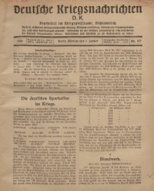 Deutsche Kriegsnachrichten (D.K.), Montag, 7. Januar 1918, Nr 177.