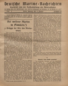 Deutsche Marine=Nachrichten..."D.K.", Montag, 11. Februar 1918, Nummer 28.