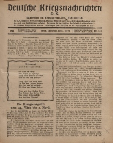 Deutsche Kriegsnachrichten (D.K.), Mittwoch, 3. April 1918, Nr 212.