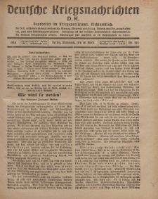 Deutsche Kriegsnachrichten (D.K.), Mittwoch, 10. April 1918, Nr 215.