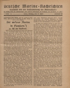 Deutsche Marine=Nachrichten..."D.K.", Montag, 15. April 1918, Nummer 36.