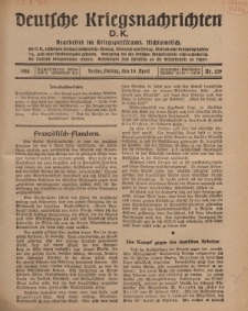Deutsche Kriegsnachrichten (D.K.), Freitag, 19. April 1918, Nr 219.