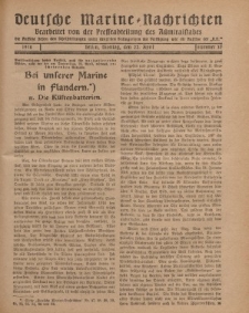 Deutsche Marine=Nachrichten..."D.K.", Montag, 22. April 1918, Nummer 37.
