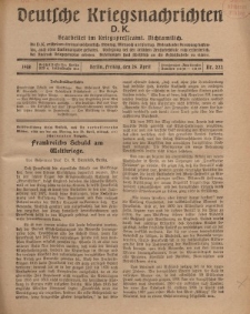 Deutsche Kriegsnachrichten (D.K.), Freitag, 26. April 1918, Nr 222.