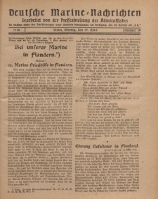 Deutsche Marine=Nachrichten..."D.K.", Montag, 29. April 1918, Nummer 38.