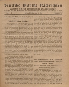Deutsche Marine=Nachrichten..."D.K.", Montag, 6. Mai 1918, Nummer 39.