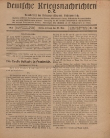 Deutsche Kriegsnachrichten (D.K.), Freitag, 24. Mai 1918, Nr 233.