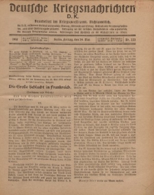 Deutsche Kriegsnachrichten (D.K.), Freitag, 24. Mai 1918, Nr 233.