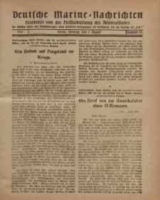 Deutsche Marine=Nachrichten..."D.K.", Montag, 5. August 1918, Nummer 51.