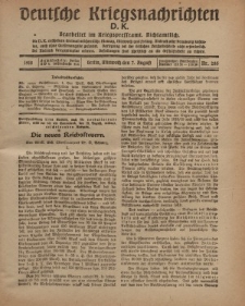 Deutsche Kriegsnachrichten (D.K.), Mittwoch, 7. August 1918, Nr 265.