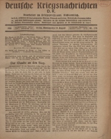 Deutsche Kriegsnachrichten (D.K.), Montag, 19. August 1918, Nr 270.