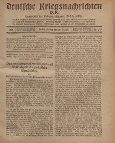 Deutsche Kriegsnachrichten (D.K.), Freitag, 30. August 1918, Nr 275.