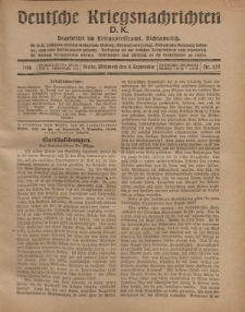 Deutsche Kriegsnachrichten (D.K.), Mittwoch, 4. September 1918, Nr 277.