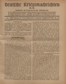 Deutsche Kriegsnachrichten (D.K.), Mittwoch, 4. September 1918, Nr 277.