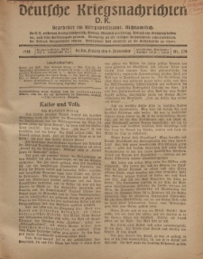 Deutsche Kriegsnachrichten (D.K.), Freitag, 6. September 1918, Nr 278.