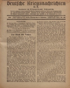 Deutsche Kriegsnachrichten (D.K.), Montag, 16. September 1918, Nr 282.