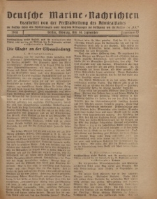 Deutsche Marine=Nachrichten..."D.K.", Montag, 16. September 1918, Nummer 57.