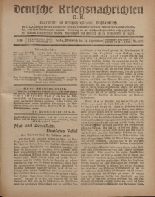 Deutsche Kriegsnachrichten (D.K.), Mittwoch, 18. September 1918, Nr 283.