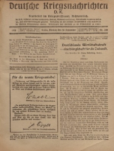 Deutsche Kriegsnachrichten (D.K.), Montag, 30. September 1918, Nr 288.