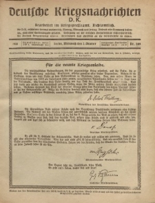 Deutsche Kriegsnachrichten (D.K.), Mittwoch, 2. Oktober 1918, Nr 289.