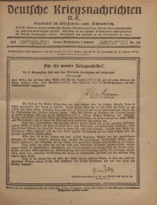 Deutsche Kriegsnachrichten (D.K.), Montag, 7. Oktober 1918, Nr 291.