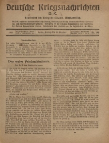 Deutsche Kriegsnachrichten (D.K.), Freitag, 11. Oktober 1918, Nr 293.