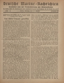 Deutsche Marine=Nachrichten..."D.K.", Montag, 21. Oktober 1918, Nummer 62.