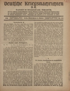 Deutsche Kriegsnachrichten (D.K.), Mittwoch, 23. Oktober 1918, Nr 298.