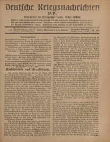 Deutsche Kriegsnachrichten (D.K.), Mittwoch, 30. Oktober 1918, Nr 301.