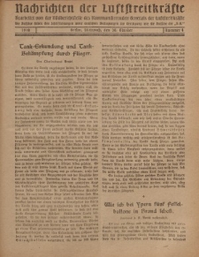 Nachrichten der Luftstreitkräfte... (D.K.), Mittwoch, 30. Oktober 1918, Nummer 4.