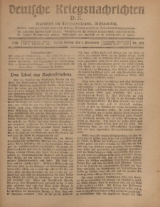 Deutsche Kriegsnachrichten (D.K.), Freitag, 1. November 1918, Nr 302.