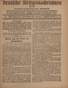 Deutsche Kriegsnachrichten (D.K.), Montag, 4. November 1918, Nr 303.