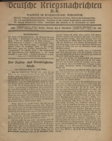 Deutsche Kriegsnachrichten (D.K.), Freitag, 8. November 1918, Nr 305.