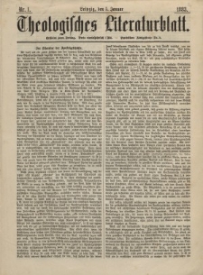 Theologisches Literaturblatt, 5. Januar 1883, Nr 1.