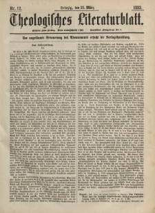 Theologisches Literaturblatt, 23. März 1883, Nr 12.