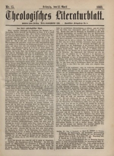 Theologisches Literaturblatt, 13. April 1883, Nr 15.