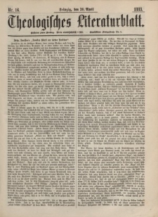 Theologisches Literaturblatt, 20. April 1883, Nr 16.