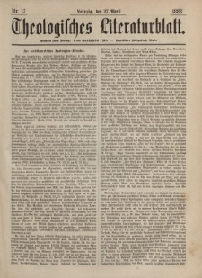 Theologisches Literaturblatt, 27. April 1883, Nr 17.